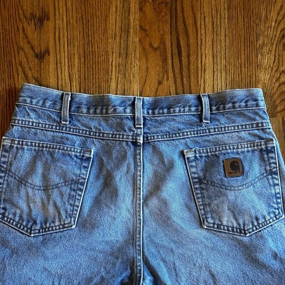 Vintage Carhartt B160 Work Jeans 36X29 Blue Denim Straight Workwear Distressed - Picture 8 of 12